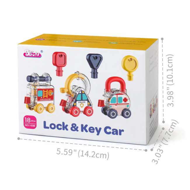 3Pcs Montessori Lock & Key Cars