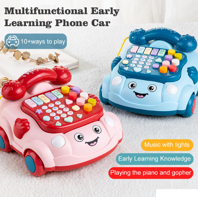 Kids Multi-functional Pull Along Musical Telephone