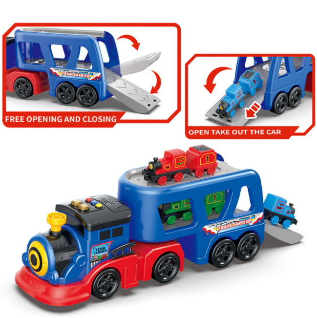 2in1 Double-Decker Transport Train With Light & Sound