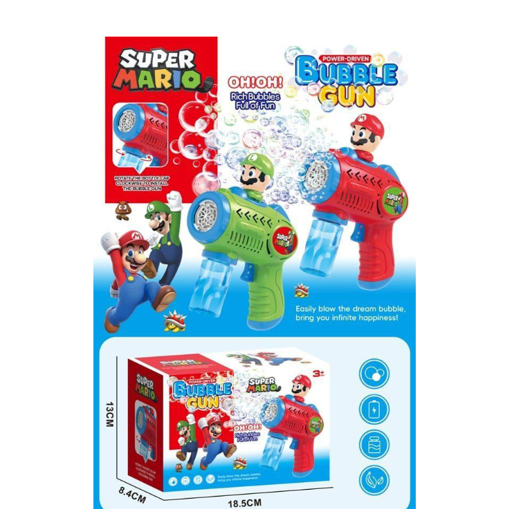 Kids Super Mario Rich Bubble Gun Machine