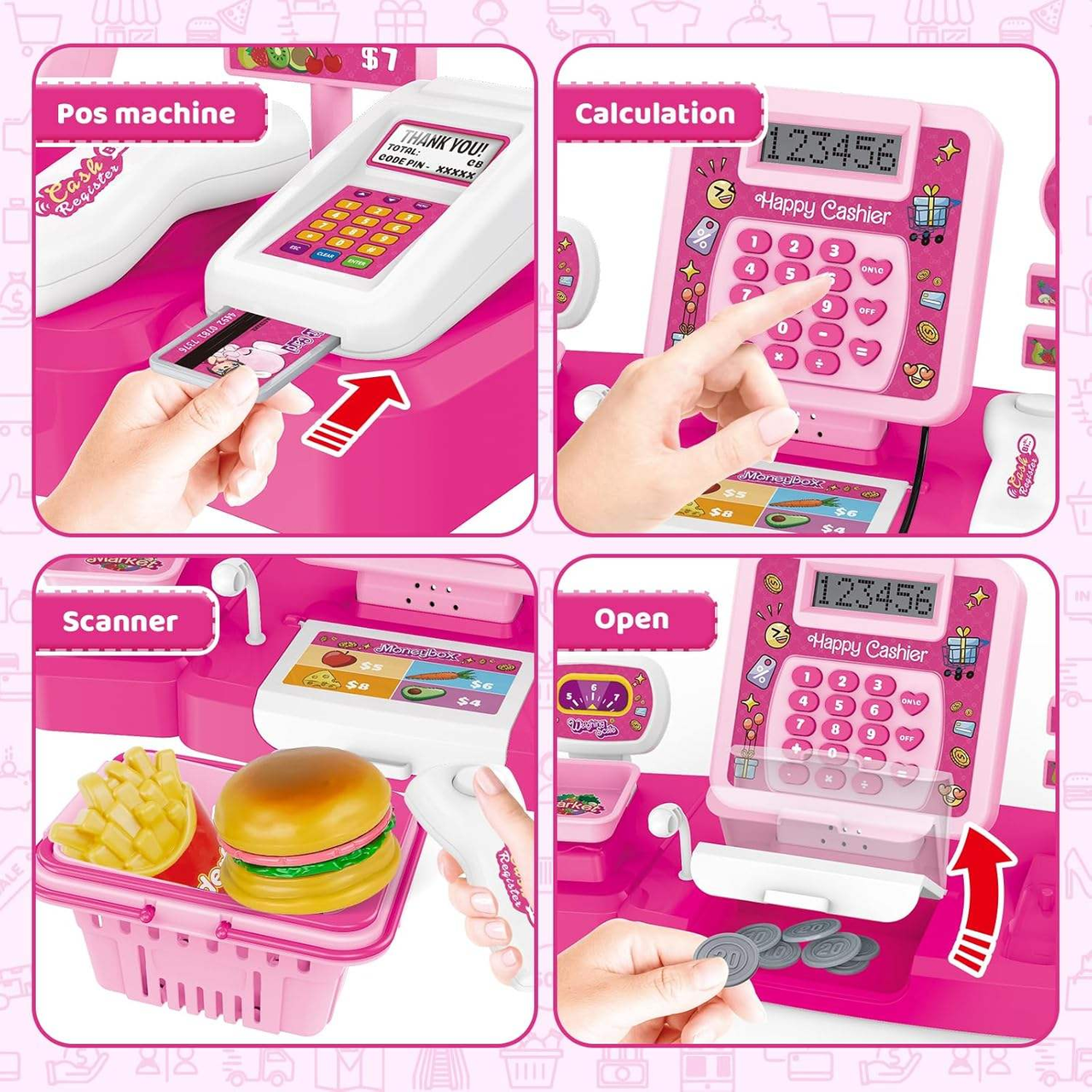 Girls Hamburger Cash Register Toy With Sound