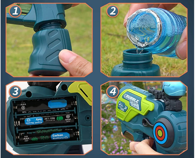 Electric Cool Lighting Space Bubble Gun With Sound