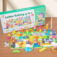 Wooden Montessori 4in1 Letter Fishing Game Board