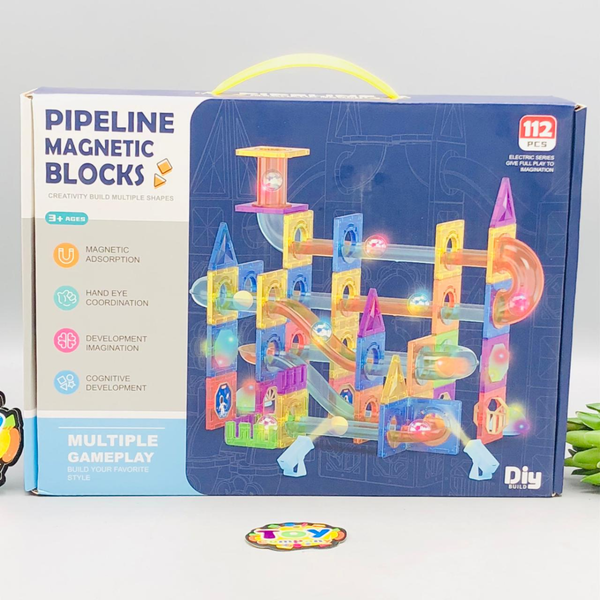 112Pcs Pipeline Magnetic Building Blocks
