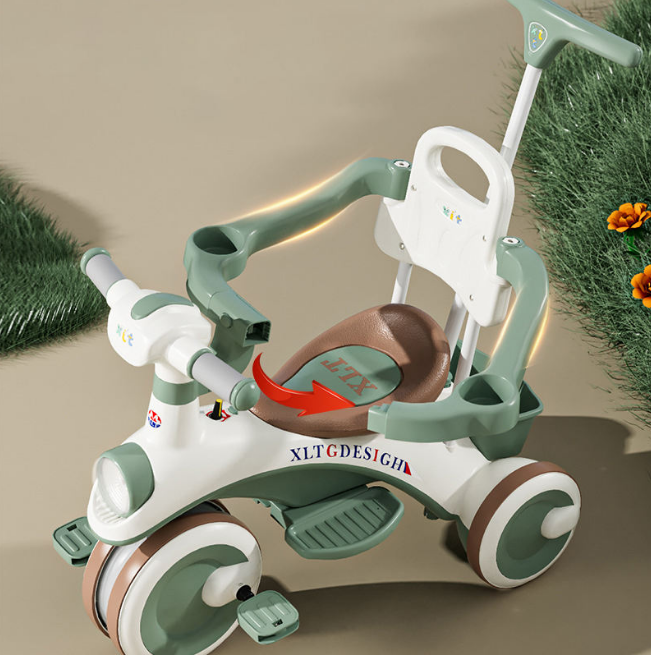 Kids 2in1 Stroller Tricycle With Canopy - Green