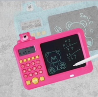 Rechargeable 2in1 Kids LCD Tablet With Calculator - Pink