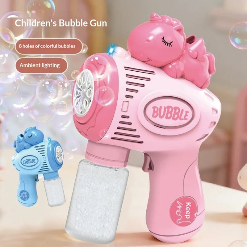 8 Holes Cute Unicorn Colorful Bubble Gun