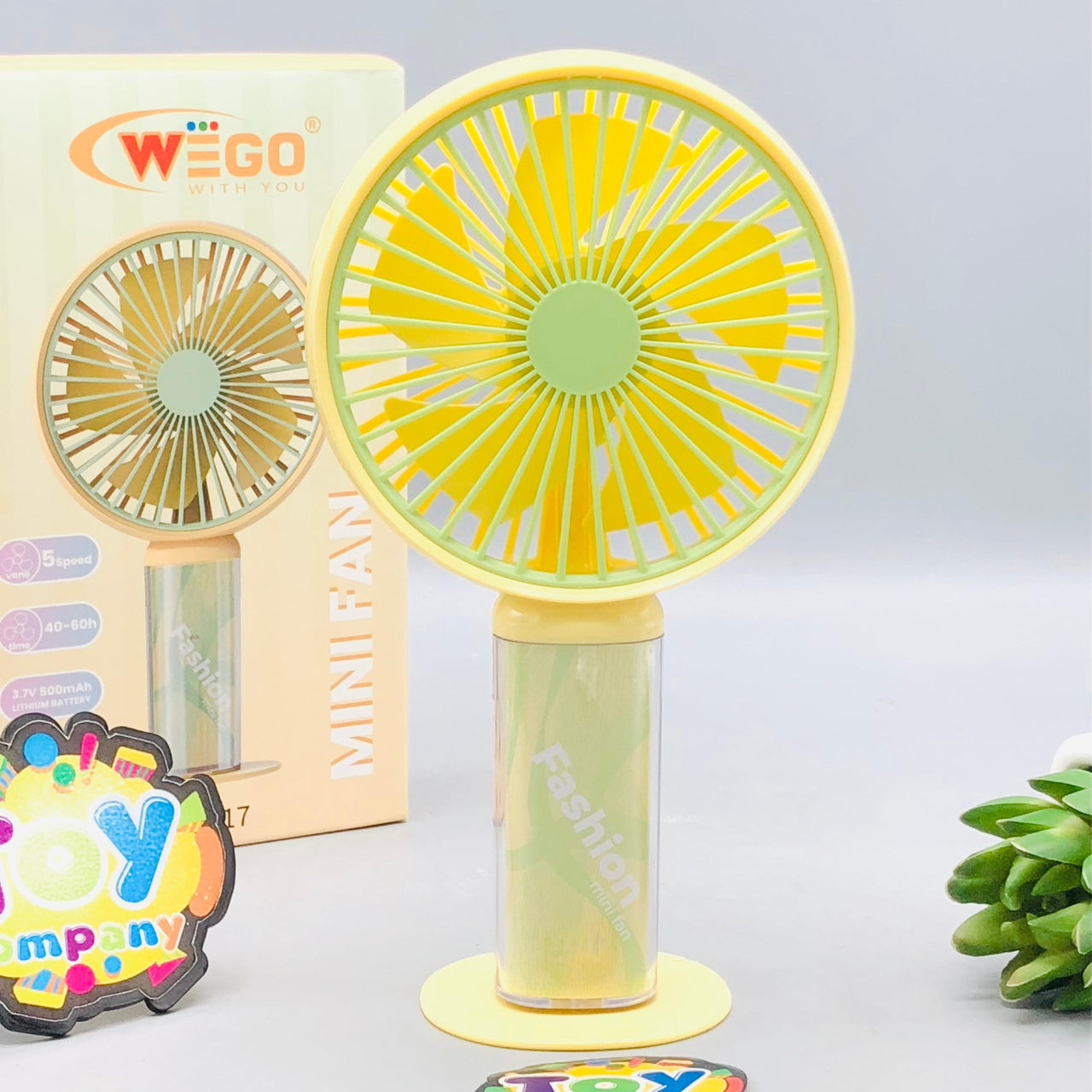 8" Rechargeable Acrylic Handle Cute Cooling Fan