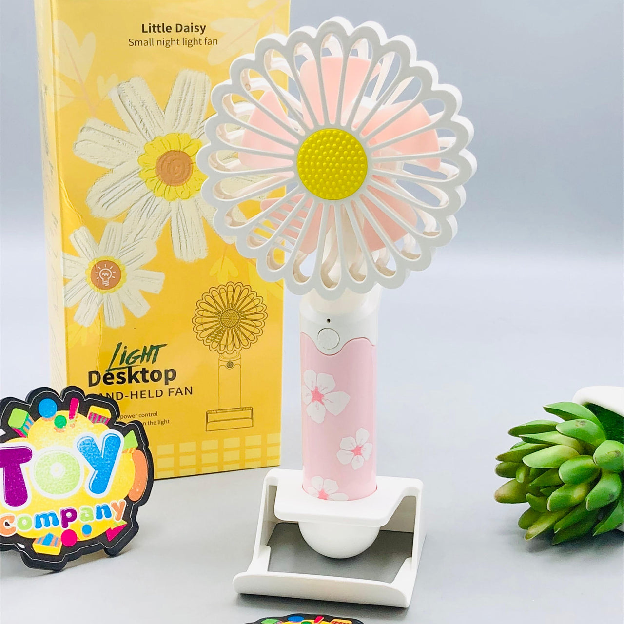 8" Rechargeable Sun Flower Design Desktop Fan With Light