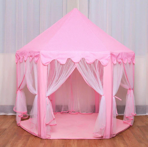 Princess Castle Play Tent House With Fairy Lights - Pink