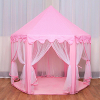 Princess Castle Play Tent House With Fairy Lights - Pink