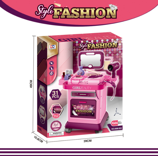 31Pcs Pretend Play Girls Fashion Trolley
