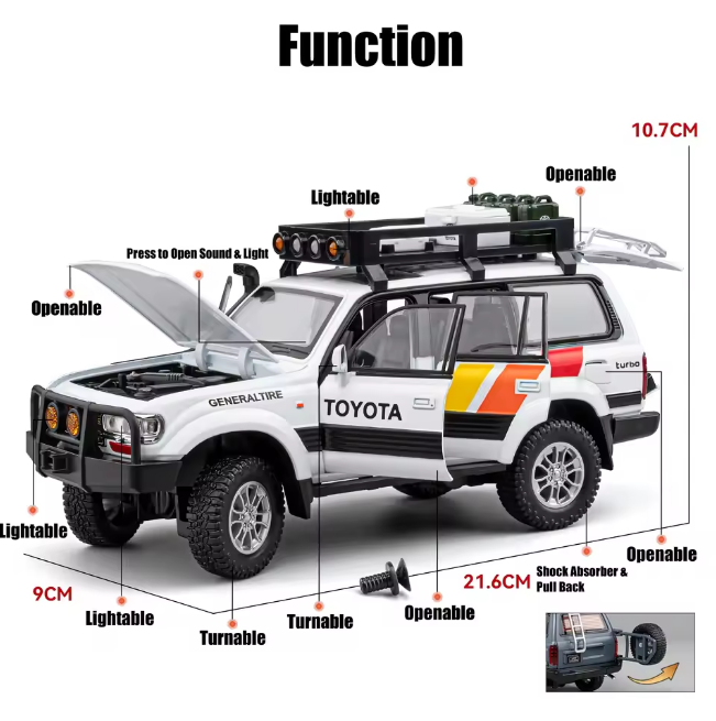 1:24 Diecast Land Cruiser LC80 Model Car