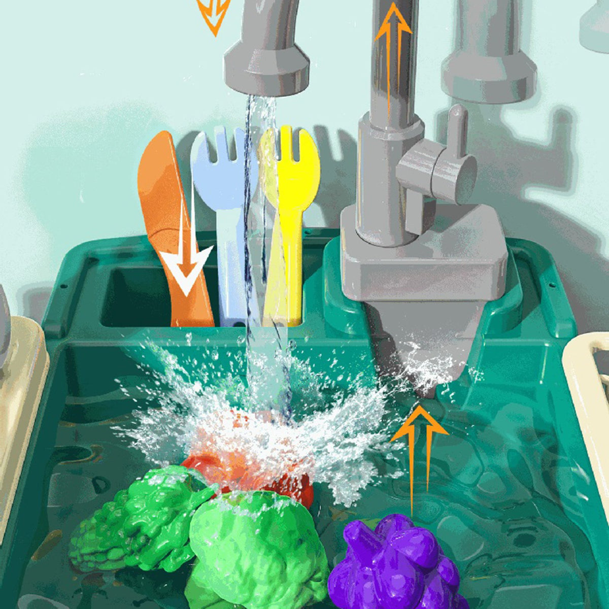23Pcs Washing Vegetables Play Sink Table