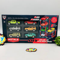 DIY Parking Lot With 6Pcs Mini Alloy Cars
