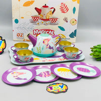 Kids 14Pcs Mermaid Themed Metal Tea Set