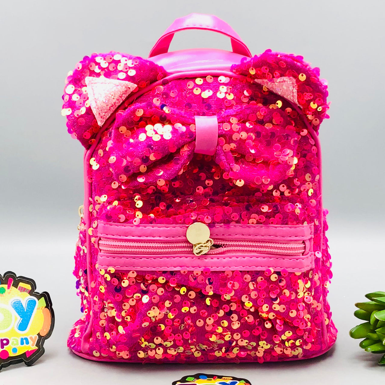 7.5* Inches Girls Fancy Kitty Backpack - Dark Pink