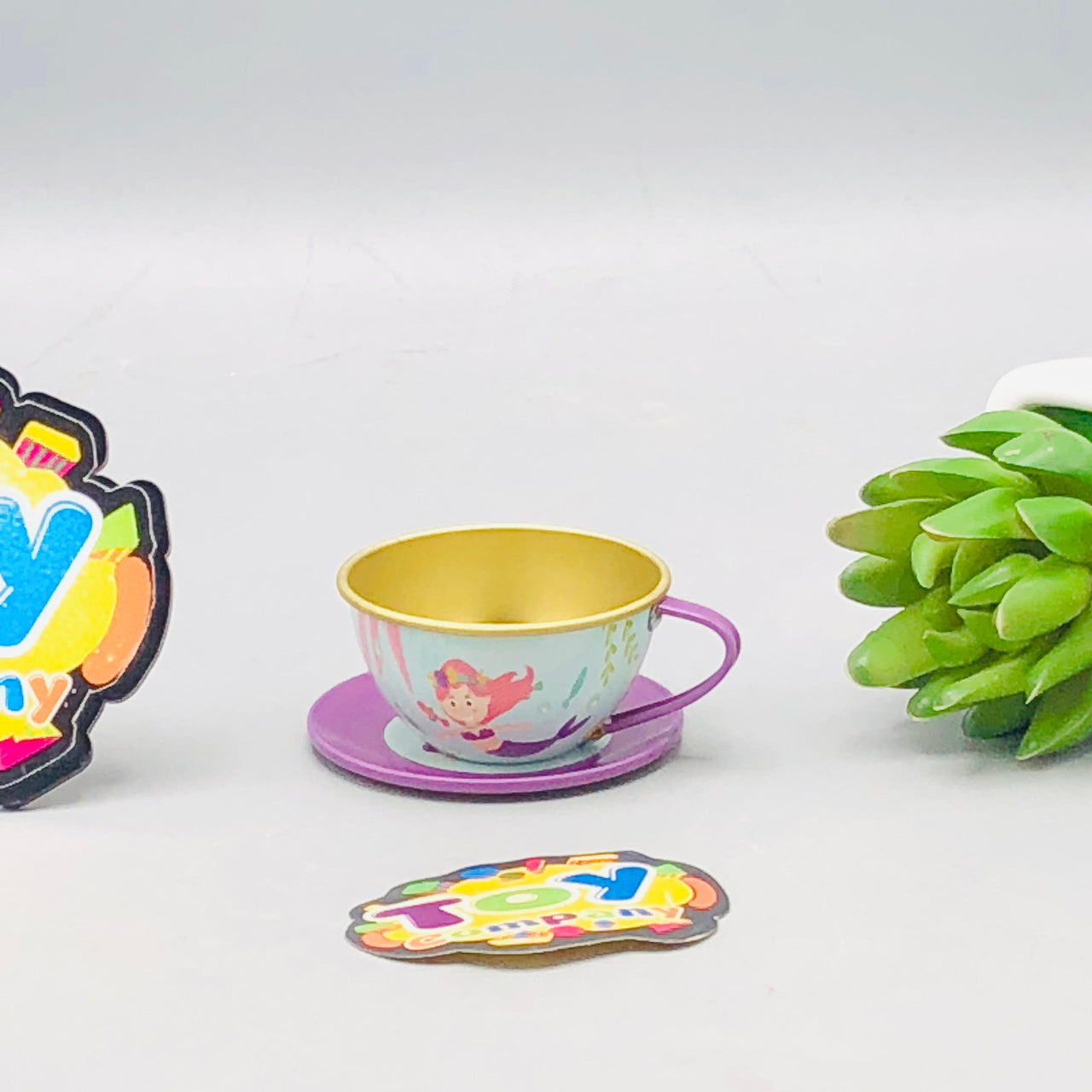 Kids 14Pcs Mermaid Themed Metal Tea Set