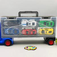 Hot Wheels Car Carrying Trailer Truck - 6Pcs Cars