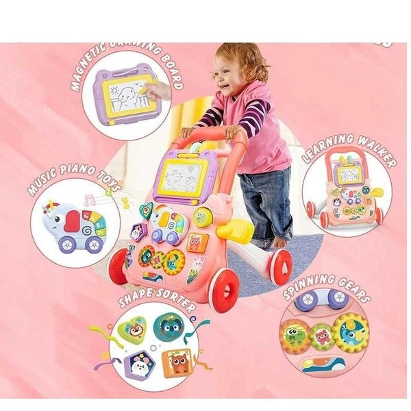 Huanger Baby Musical Walker With Dazzling Lights -  Pink