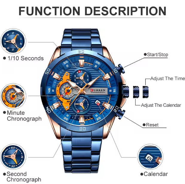 CURREN Unique Design Stainless Steel Wrist Watch - Copy