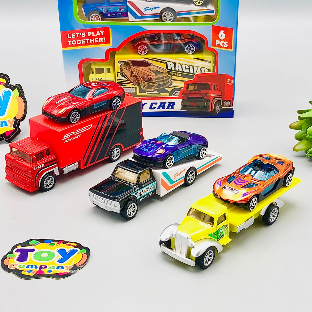 Hot Wheel Diecast Car With Trailer - 6Pcs