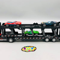 Diecast Car Carrier Truck With Trailer - 3Pcs Cars