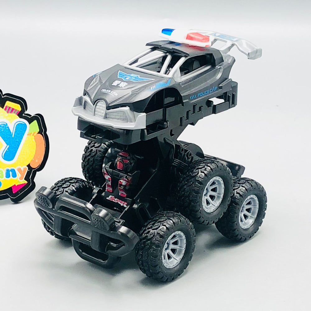 1Pc ABS Inertial Collision 6WD Police Car