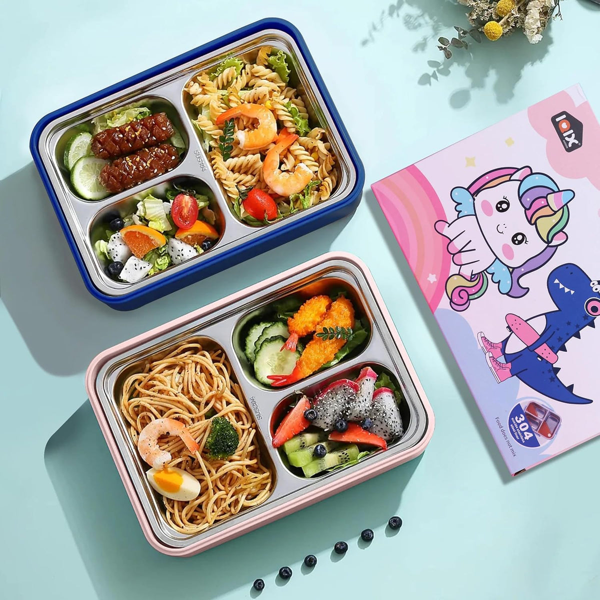 750ml Kids Stainless Steel Lunch Box With Spoon & Chopsticks