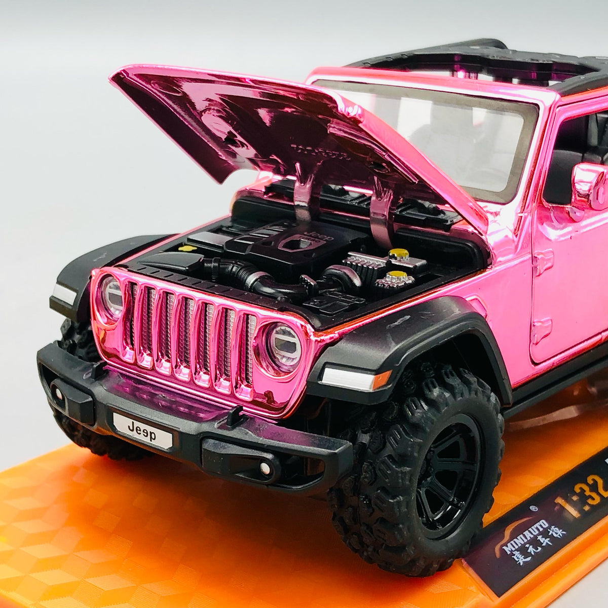 1:32 Diecast Rubicon Jeep With Acrylic Display Box - Metallic Pink