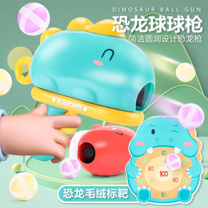 Manual Dinosaur Sticky Ball Shooting Gun With Plush Target