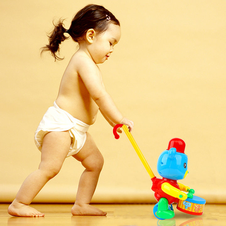 Hand Push Elephant Toy Drummer