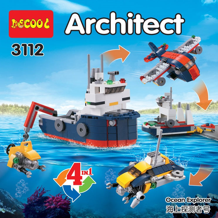 4in1 DIY Architect Ocean Explorer Bricks Set - 213+Pcs