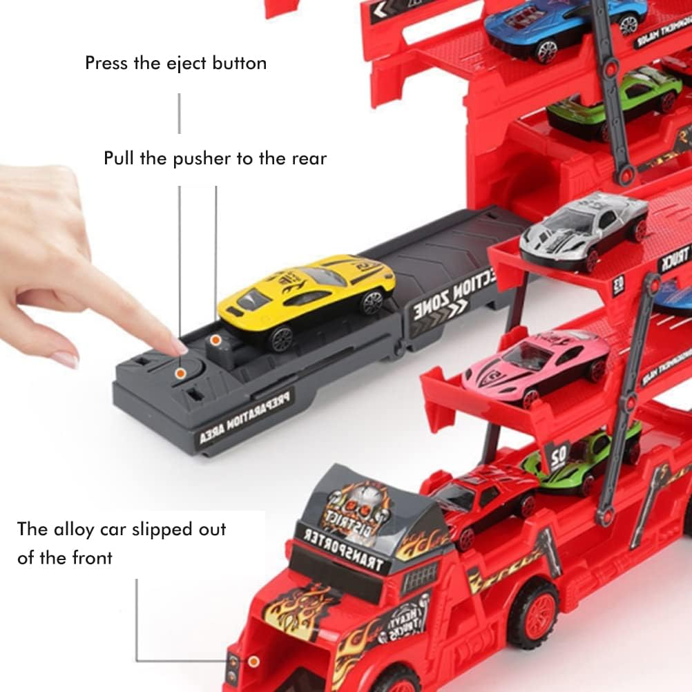 ABS Mini Car Launcher Truck With 8Pcs Alloy Cars