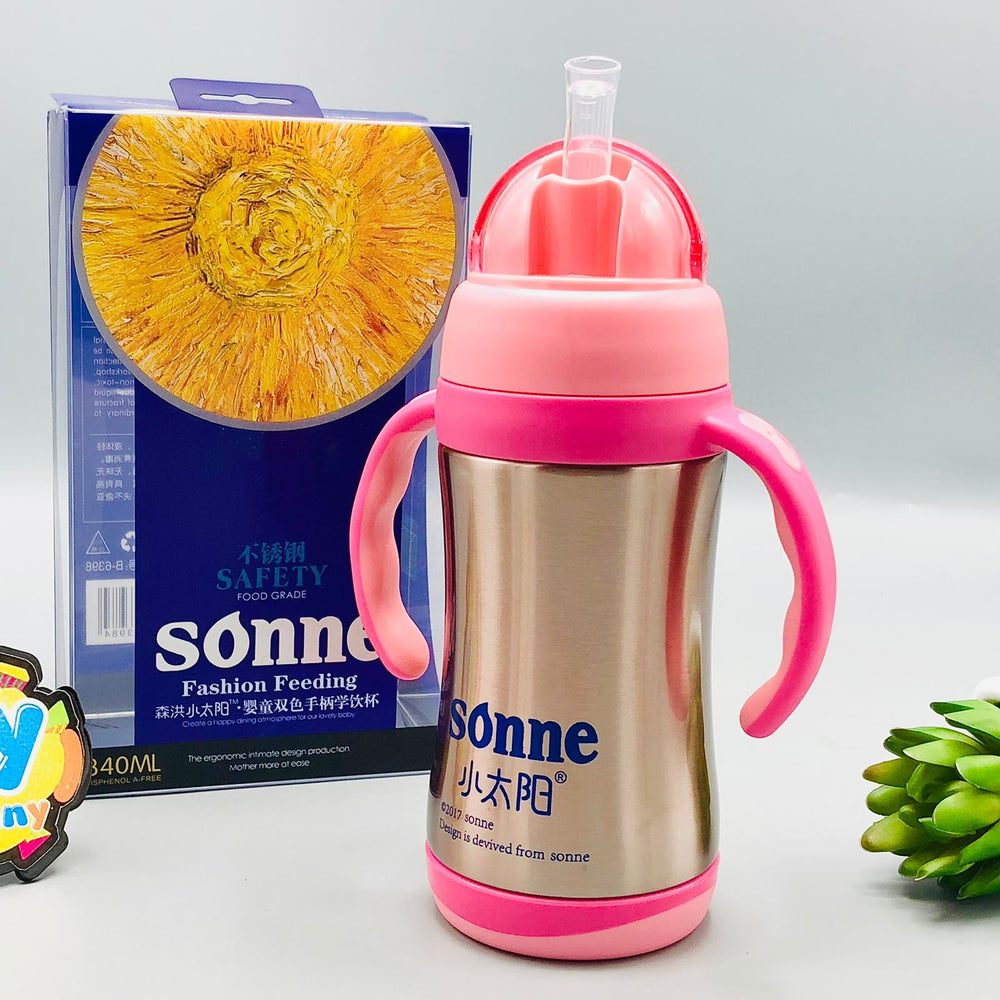 340ml Sonne Stainless Steel Fashion Feeding Bottle - Pink