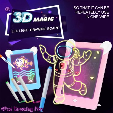 3D Kids Light-up Drawing Tablet