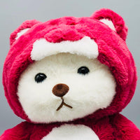 12* Inches Premium 2in1 Hoodie Bear Stuff Toy - Burgundy