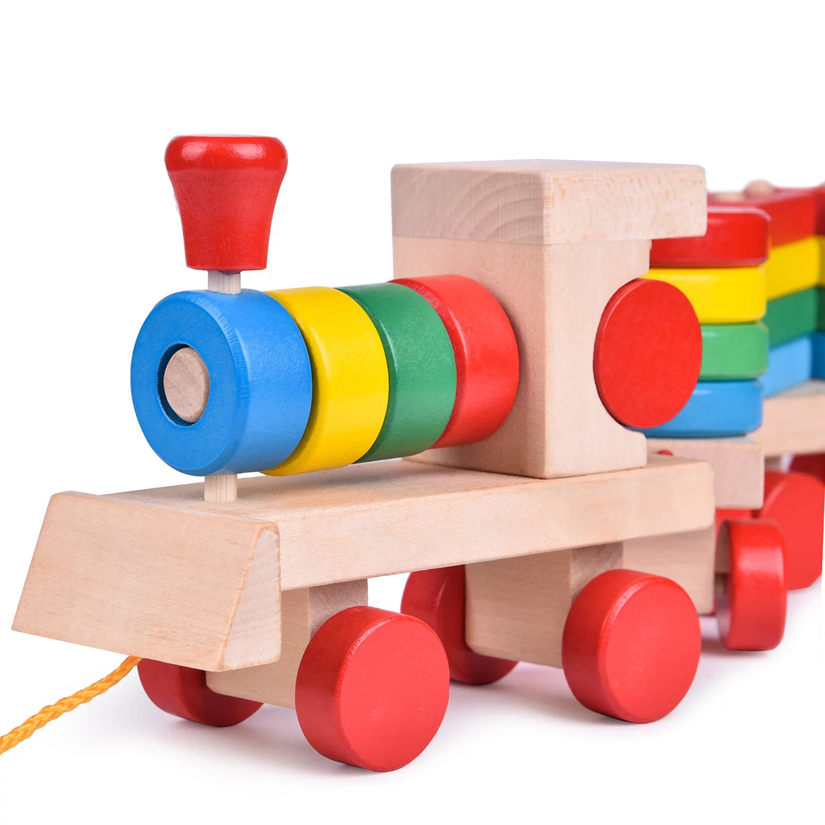Wooden Geometric Building Blocks Train
