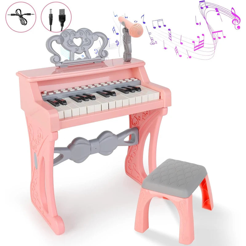 25 Keys Electronic Piano Pat Into Wonderful Music - Pink