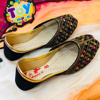 Thumbnail for Hand-Made Multani Khussa For Girls - Multi Black