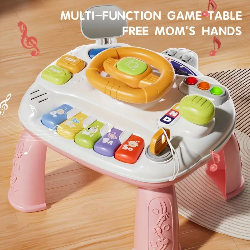 Multi-functional Kids Steering Wheel Game Table - Pink