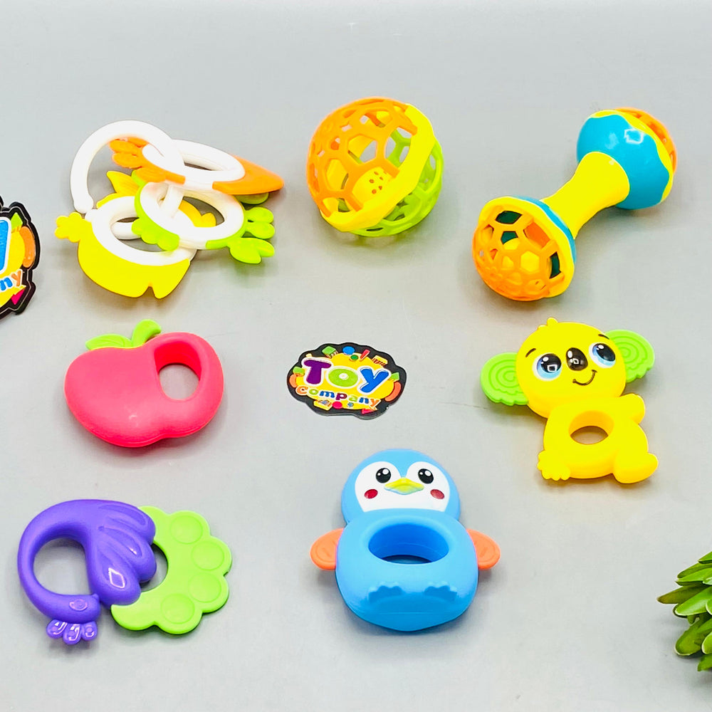 9Pcs Baby Colorful Rattles & Teethers Set