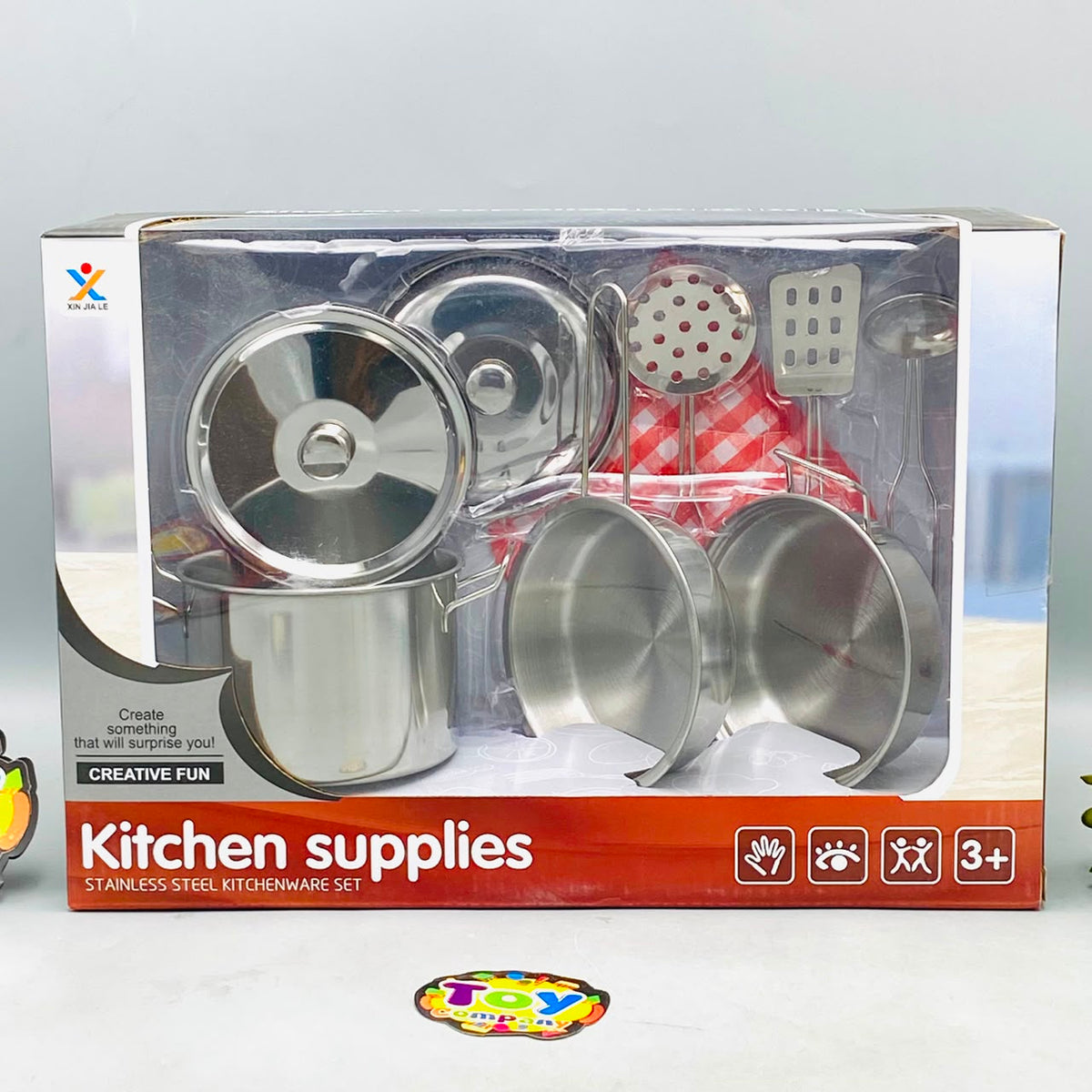 9Pcs Kids Stainless Steel Kitchen Cookware Play Set