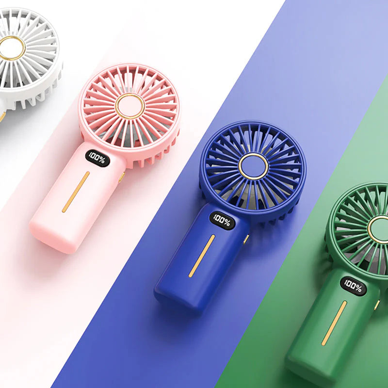 Rechargeable Digital Display Fan With Mobile Phone Bracket