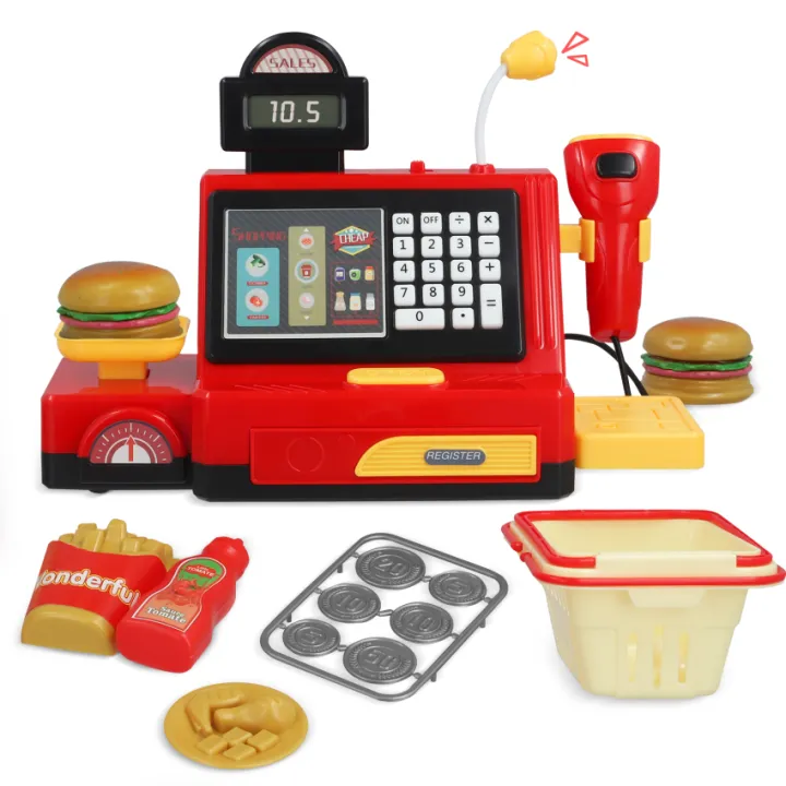 Pretend Play Burger Cash Register With Light & Sound
