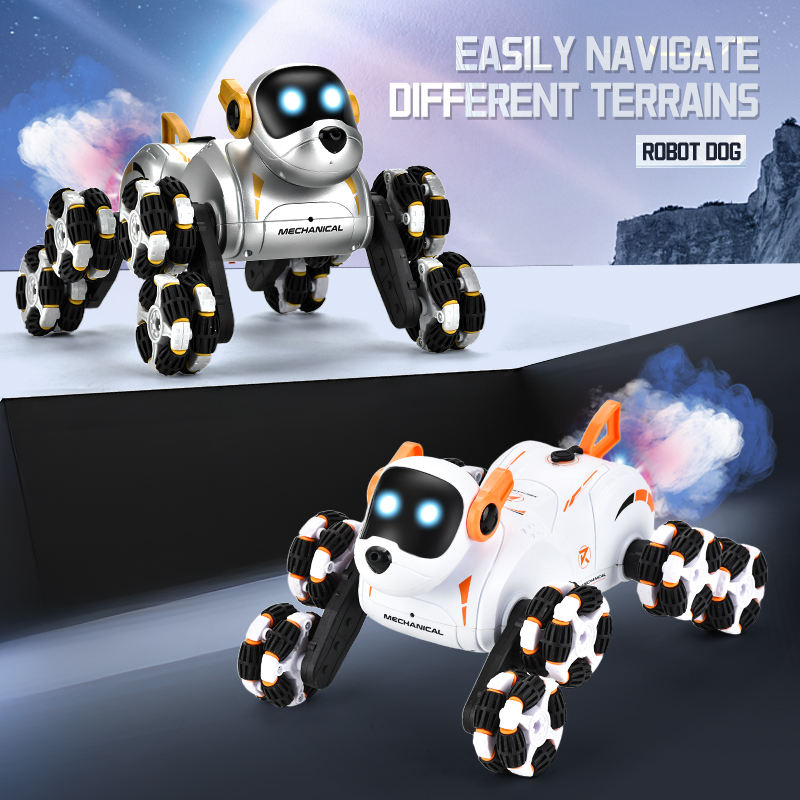 Remote & Watch Control Stunt Spray 8-Wheels Robot Dog