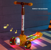 3in1 Kids Foldable Scooter With Light & Music - Orange