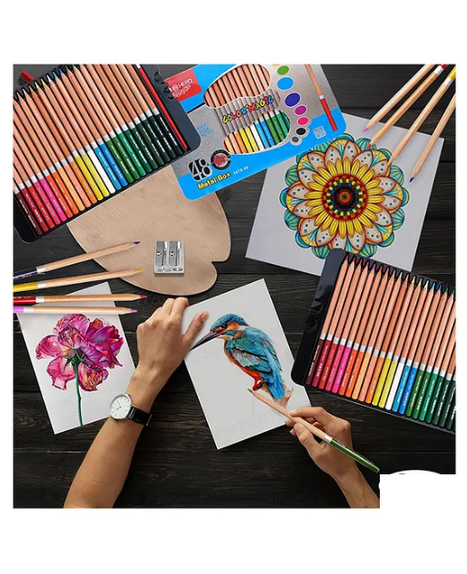 48Pcs Water Color Pencils Set With Tin Box