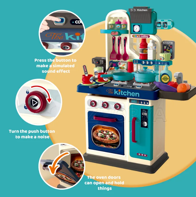 53Pcs Chef Kitchen Play Set With Light & Sound