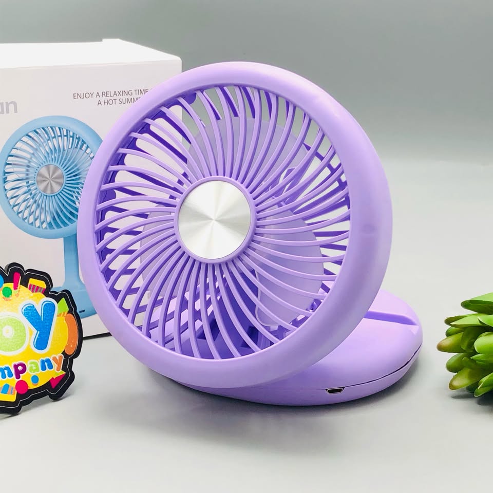 9" Rechargeable & Foldable Three Speed Desktop Fan With Light